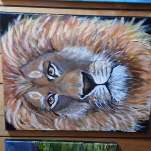 Regal lion 16x20 Original Acrylic On Strtched Canvas